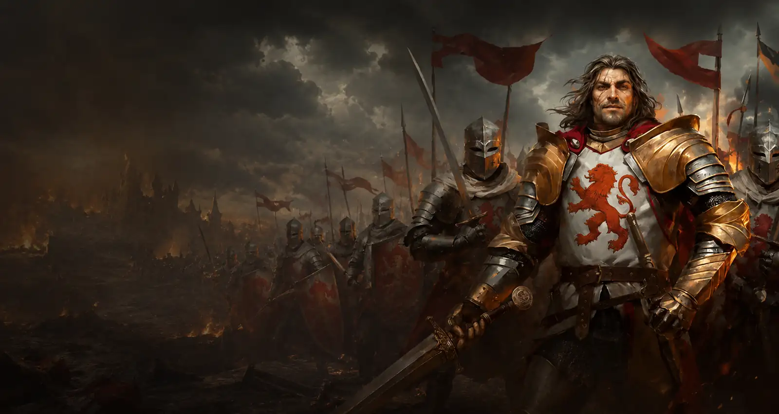 Cavaliere Crusado e il suo esercito in campagna